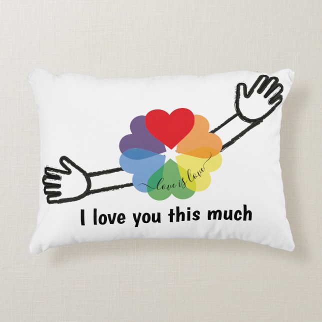 Ich Liebe Ihnen dieses sehr Regenbogenherz Dekokissen (Vorderseite)
