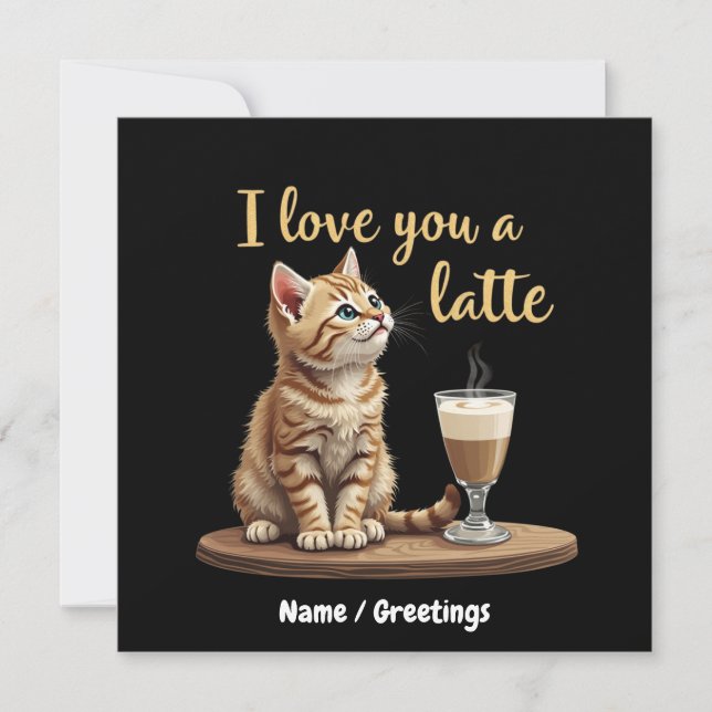 Ich Liebe Ihnen ein Latte: Niedlicher Valentiner K Einladung (Vorderseite)