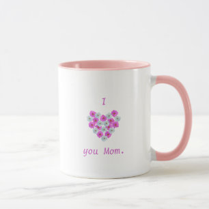 Ich Liebe Ihnen Mama, Blumenherz Tasse rosa und we