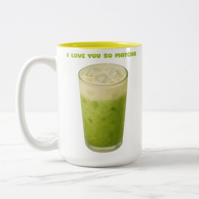 ICH LIEBE IHNEN SO MATCHA, MATCHA GREEN TEA-LIEBE ZWEIFARBIGE TASSE (Links)