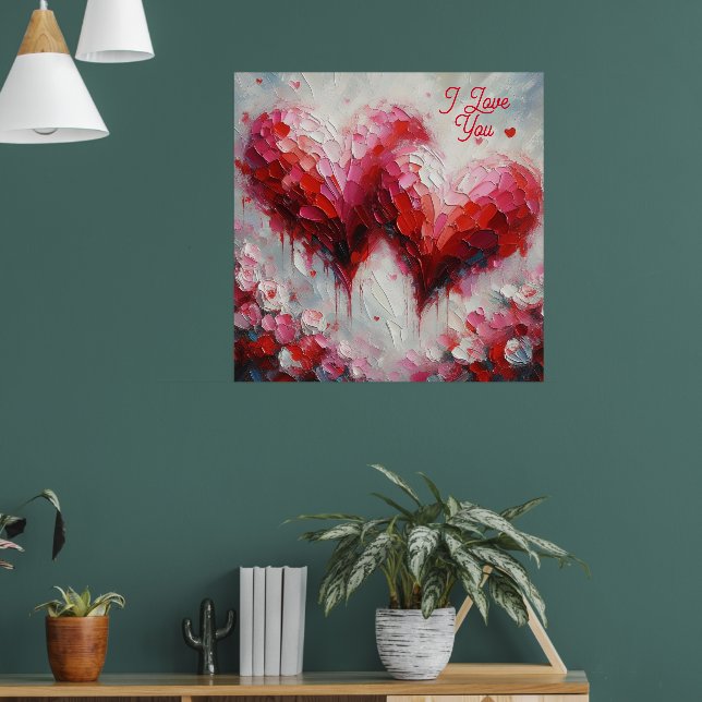Ich Liebe Ihnen zwei Abstrakte Herzen Malerei Vale Poster (Wohnzimmer 1)