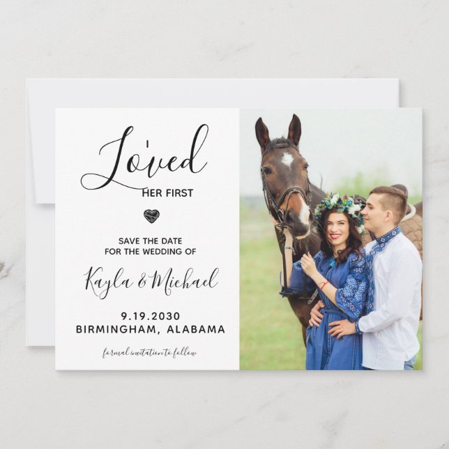 Ich liebe ihr erstes Foto Moderne Foto Pferde Hoch Save The Date (Vorderseite)
