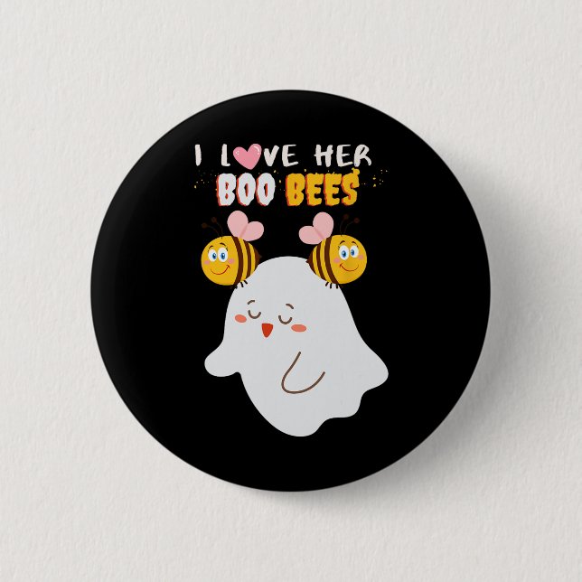 Ich Liebe Ihre Boo Bees Funny Halloween Couple Hus Button (Vorderseite)