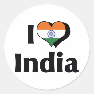 Ich liebe Indiens Flagge Runder Aufkleber