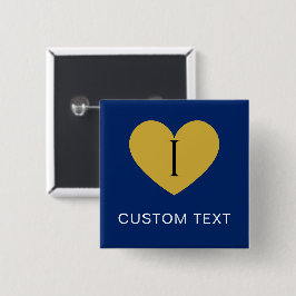 Ich liebe INDIVIDUELLER TEXT Stylisch Navy Button