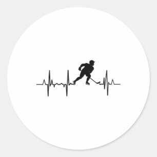 Ich liebe Inline-Hockey-Kardiogramm Runder Aufkleber