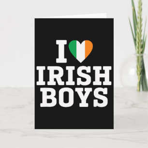 Ich liebe irische Jungen Irland Flagge Herz St Pat Karte
