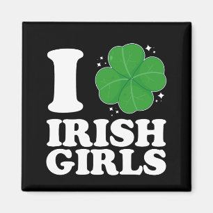 Ich liebe irische Mädchen Shamrock-Herz St. Patric Magnet