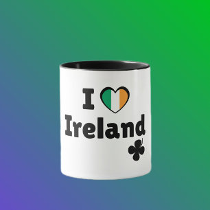 Ich liebe Irland Irische Flagge Herz & Kleeblatt ( Tasse