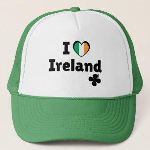 Ich liebe Irland Irische Flagge Herz & Shamrock (S Truckerkappe