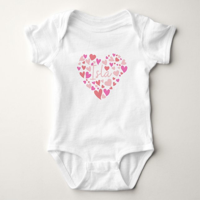 Ich Liebe Isla Herzen in Rosa Baby Strampler (Vorderseite)