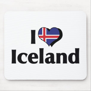 Ich liebe Island-Flagge Mousepad