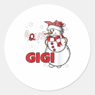 Ich Liebe ist ein Gigi frohe Weihnachtsschnee. Runder Aufkleber