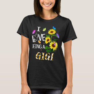 Ich Liebe ist ein Tag der Gigi-Sonnenblumen-Mutter T-Shirt