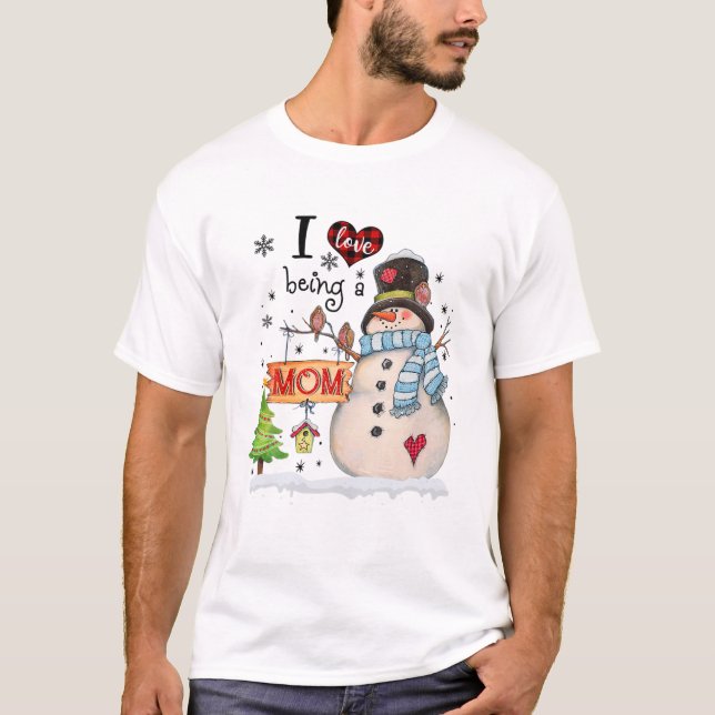 Ich Liebe ist eine Mama Schneemann Weihnachten Wei T-Shirt (Vorderseite)
