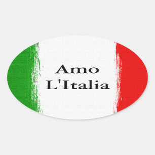 Ich Liebe Italien.Flagge von Italien. Ovaler Aufkleber