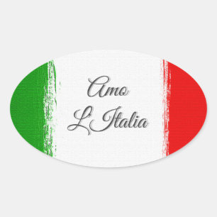 Ich Liebe Italien.Flagge von Italien. Ovalkleber Ovaler Aufkleber