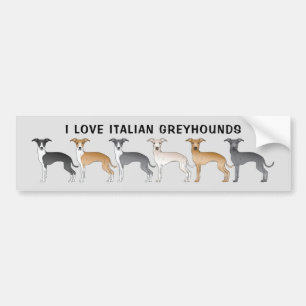Ich Liebe italienische Windhunde mit Niedlichen Ca Autoaufkleber
