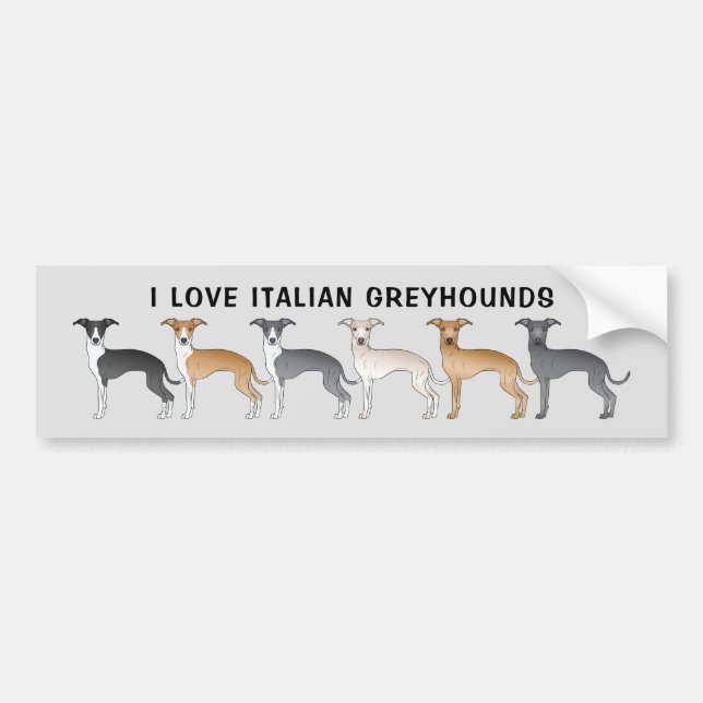 Ich Liebe italienische Windhunde mit Niedlichen Ca Autoaufkleber (Vorne)