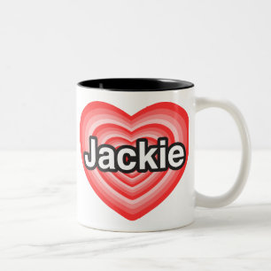 Ich liebe Jackie. Ich liebe dich Jackie. Herz Zweifarbige Tasse