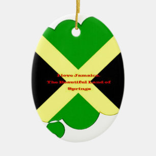 Ich liebe Jamaika Text auf Flagge Kunst Druck Keramik Ornament