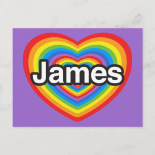 Ich liebe James. Ich liebe dich James. Herz Postkarte