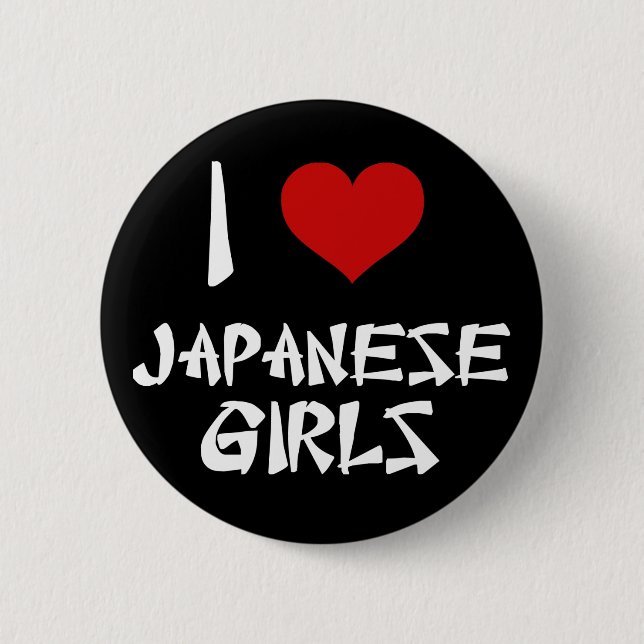 Ich Liebe japanische Mädchen Button (Vorderseite)