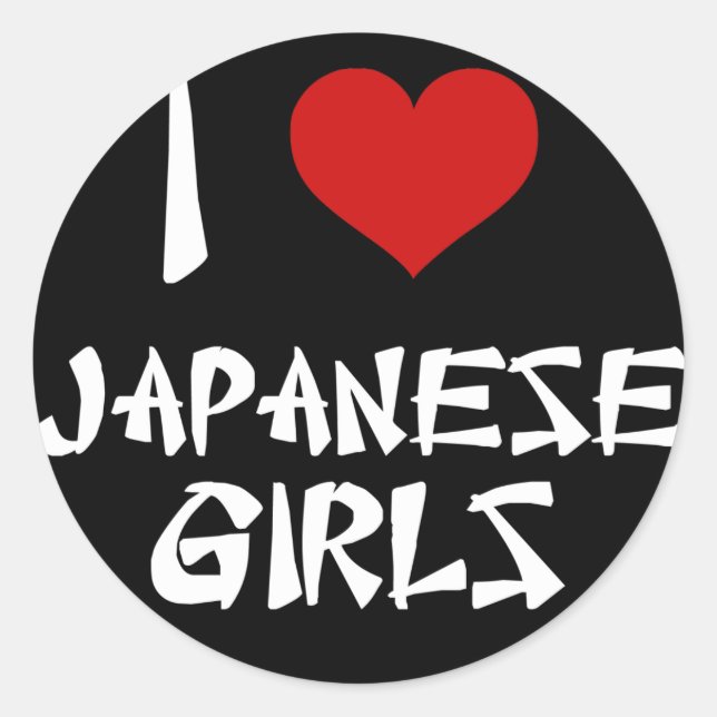 Ich Liebe japanische Mädchen Runder Aufkleber (Vorderseite)