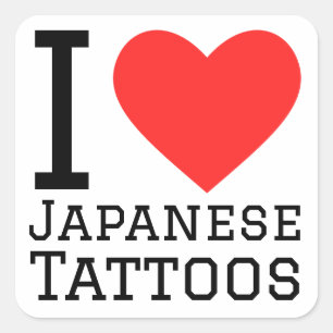 Ich Liebe japanische Tattoos Quadratischer Aufkleber