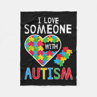 Ich Liebe jemand mit Autismus Bewusstsein Herz Män Fleecedecke