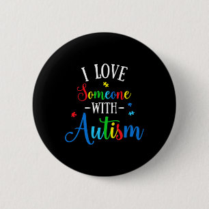 Ich Liebe jemand mit Autismus Bewusstsein Männer F Button