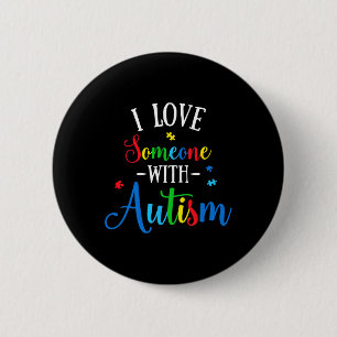 Ich Liebe jemand mit Autismus Bewusstsein Männer F Button