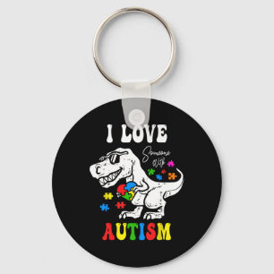 Ich Liebe jemand mit Autismus Familie Herz T Rex D Schlüsselanhänger
