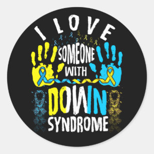 Ich Liebe jemand mit Down Syndrom Trisomie Runder Aufkleber