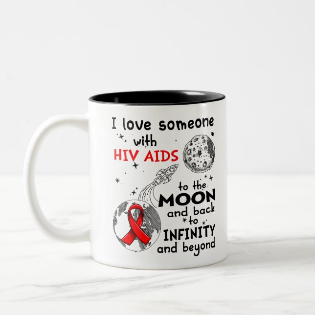Ich Liebe Jemand mit HIV-Aids-Bewusstsein Zweifarbige Tasse (Links)