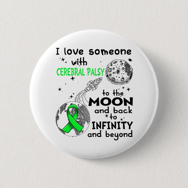 Ich Liebe jemandem mit zerebralen Palsy-Bewusstsei Button (Vorderseite)