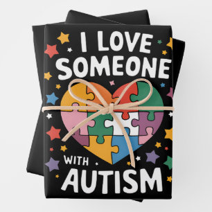 Ich liebe jemanden mit Autismus Autismus-Bewusstse Geschenkpapier Set