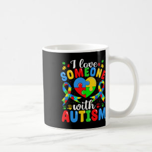 Ich liebe jemanden mit Autismus Bewusstsein Herz P Kaffeetasse