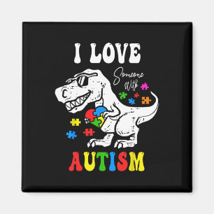 Ich liebe jemanden mit Autismus Familie Herz T Rex Magnet