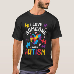 Ich liebe jemanden mit Autismus Herz Puzzle Herz L T-Shirt