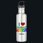 Ich Liebe jemanden mit Autismus-Regenbogenmonogram Edelstahlflasche<br><div class="desc">Ich Liebe jemanden mit Autismus. Zeigen Sie Unterstützung für die besondere autistische Person in Ihrem Leben. Ein idealer Ort für Eltern eines Kindes mit Autismus oder Sparger-Syndrom. Ich Liebe meinen autistischen Sohn oder meine autistische Tochter. Schöner Regenbogenautismus für ein unterstützendes Geschwister oder Freund.</div>