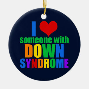 Ich Liebe jemanden mit Down-Syndrom Regenbogen Keramik Ornament