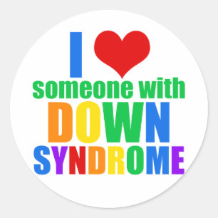 Ich Liebe jemanden mit Down-Syndrom Runder Aufkleber