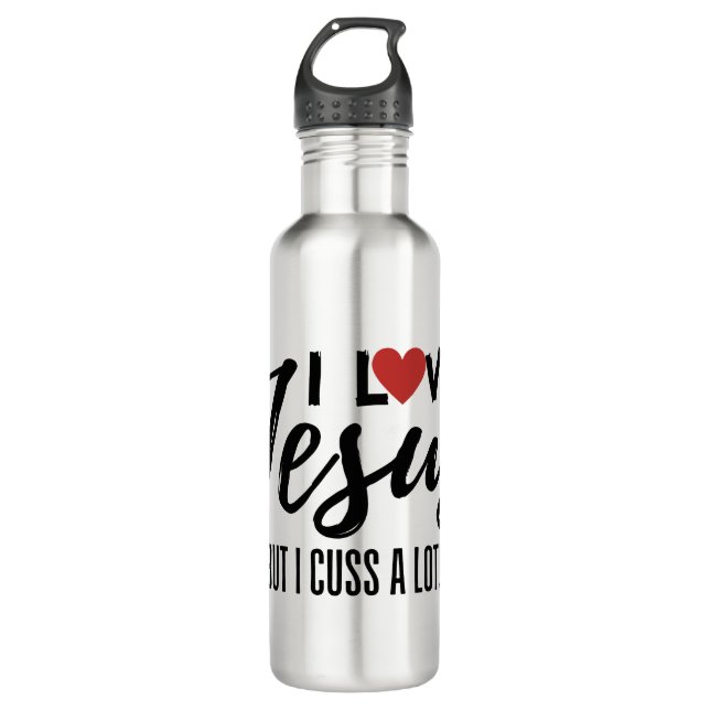 Ich Liebe Jesus (aber ich rede viel!) Edelstahlflasche (Vorderseite)