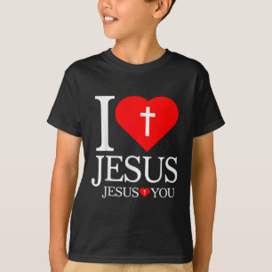 Ich liebe Jesus christliches Kreuz Gott Glaube Bib T-Shirt