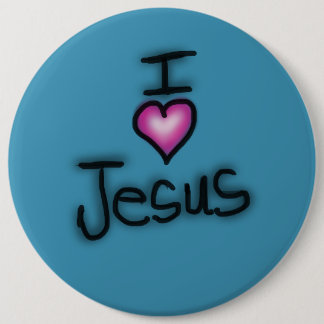 Ich liebe Jesus Ich Herz Jesus Blau Button
