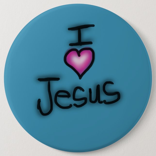 Ich liebe Jesus Ich Herz Jesus Blau Button (Vorderseite)