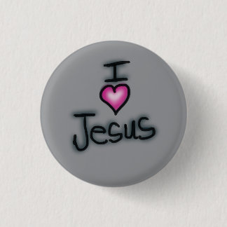 Ich liebe Jesus Ich Herz Jesus Grau Button