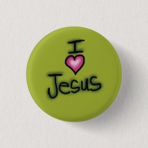 Ich liebe Jesus Ich Herz Jesus Grün Button