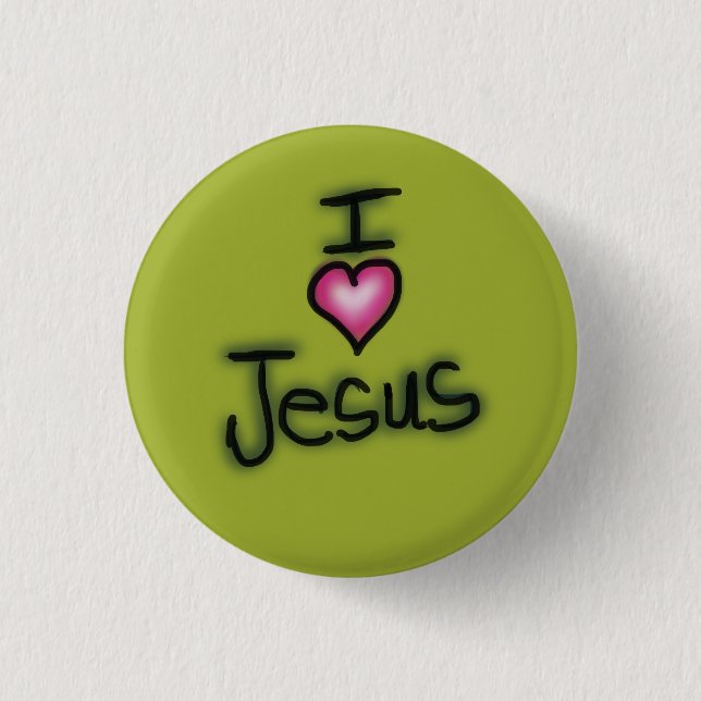 Ich liebe Jesus Ich Herz Jesus Grün Button (Vorderseite)